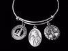 Confirmation Saint Peter Expandable Charm Bracelet Silver Adjustable bangle Medal Catholic Gift Dove
