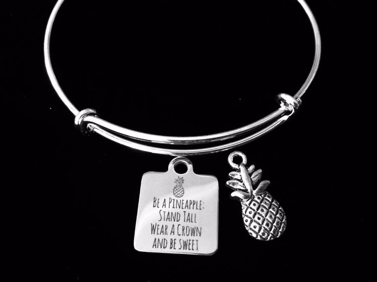 Be A Pineapple Jewelry Adjustable Bracelet Sweet Crown Stand Tall Expandable Bangle Inspirational Encouragement Jewelry Graduation Gift