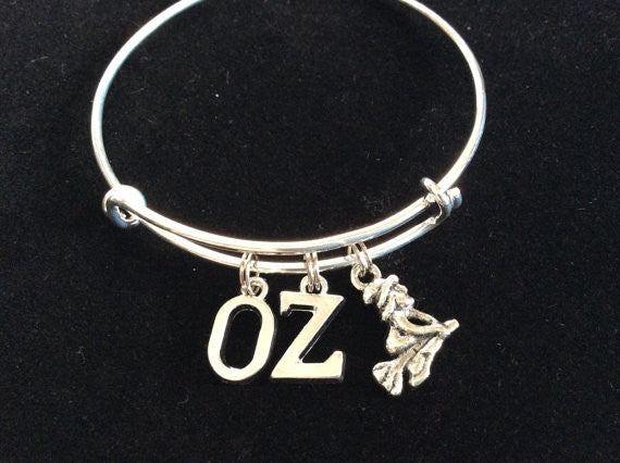 Wicked Witch Oz Charm on a Silver Expandable Adjustable Wire Bangle