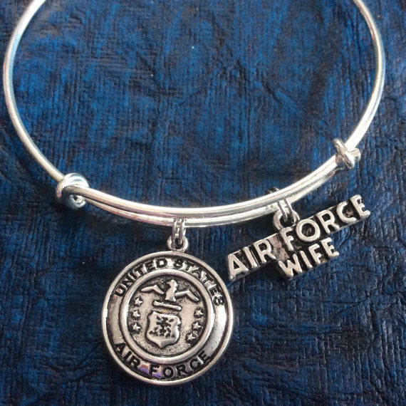 Airforce Wife Expandable Charm Bracelet Adjustable Bangle