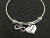 Infinity Cousin Heart and crystal on a Silver Expandable Bangle