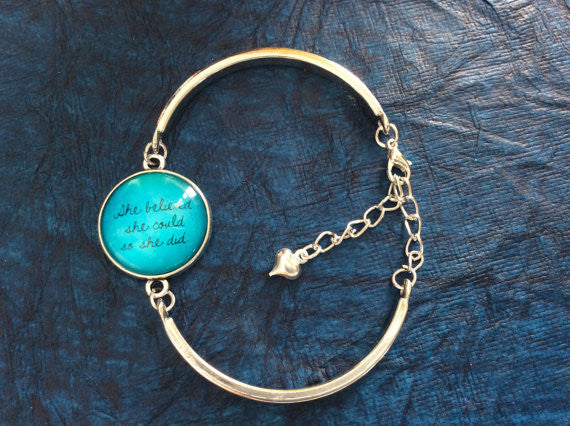She Believed She Could So She Did Silver Cuff Bracelet 