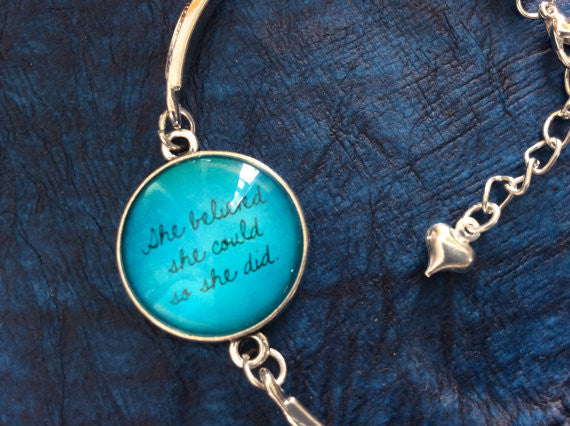 She Believed She Could So She Did Silver Cuff Bracelet 