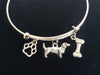 Dachshund Dog, Bone and Paw Print Charm Silver Expandable Bracelet 