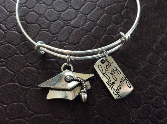 Find Joy in The Journey Graduation Cap Charm Bangle