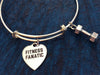 Fitness Fanatic with Weight Charm Word Quote on Expandable Adjustable Wire Bangle