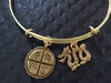 Four Wishes Chinese symbols and Golden Dragon on a Gold Plated Bangle