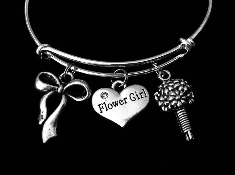 Flower Girl Jewelry Wedding Party Gift Adjustable Bracelet Silver Expandable Wire Bangle Trendy
