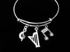 Musical Harp Adjustable Bracelet Music Notes Expandable Silver Charm Wire Bangle Trendy One Size Fits All Jewelry