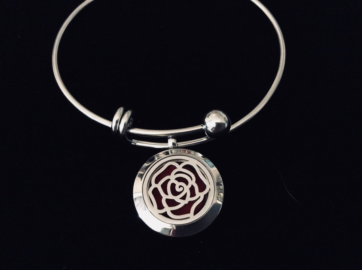 Aromatherapy Jewelry Blooming Flower Essential Oil Locket Diffuser Expandable Adjustable Bracelet Stainless Steel Bangle Gift