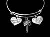 Matron of Honor Best Friend Adjustable Charm Bracelet Expandable Silver Wire Bangle Wedding Shower Bridal MOH One Size Fits All Gift