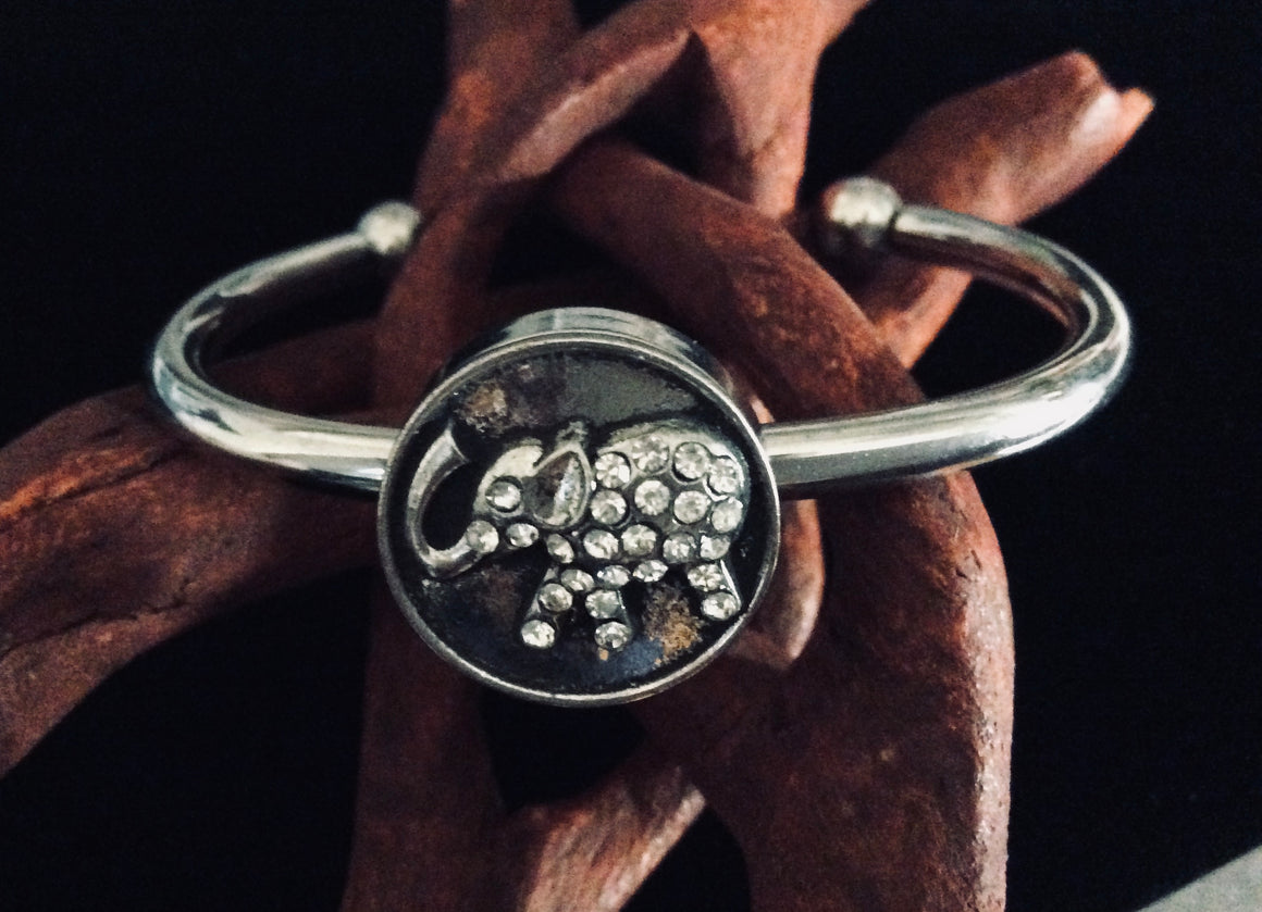 Elephant Jewelry Snap Bracelet Surgical Stainless Steel Interchangeable 18mm Snap Included One Size Fits Most Trendy Gift