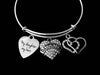 My Daughter My Hero Jewelry Adjustable Bracelet Double Heart Crystal Heart Expandable Charm Silver Wire Bangle Rhinestone Bling One sIze Fits All Gift