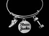 Fitness Junkie Adjustable Silver Charm Bracelet Expandable Wire Bangle Trendy One Size Fits All Gift  Exercise Runner Weight Lifting