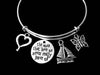 Sailboat Memorial Adjustable Bracelet The Ones That Love Us Never Leave Expandable Charm Wire Bangle Silver Gift Butterfly Open Heart