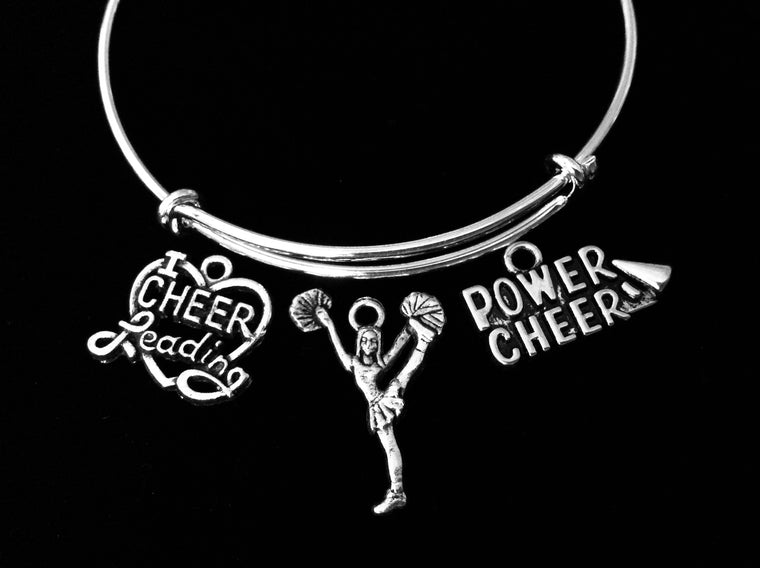 Power Cheer Cheerleading Jewelry Adjustable Bracelet Expandable Wire Bangle Cheerleader I Love Cheerleading Trendy Gift