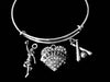 Softball Jewelry Adjustable Bracelet Expandable Silver Charm Bangle Softball Player and Bat One Size Fits All Gift