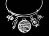 Happy Camper Love Camping Jewelry Adjustable Bracelet Expandable Silver Charm Bangle Lantern Camp Fire