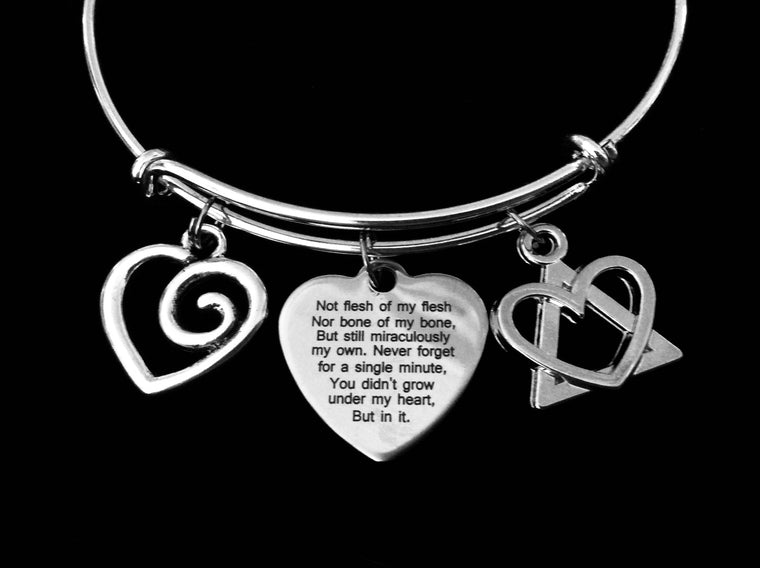 Adoption Poem Jewelry Expandable Charm Bracelet Silver Adjustable Bangle One Size Fits All Gift Adopt