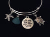 Let the Sea Set you Free Nautical Jewelry Expandable Silver Charm Bracelet Starfish Turtle Sea Glass Adjustable Bangle One Size Fits All Gift Trendy Stacking