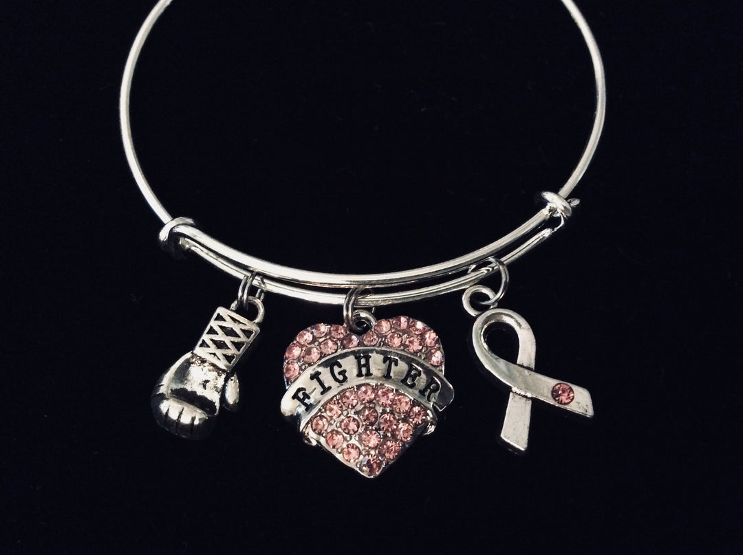 Pink Breast Cancer Fighter Awareness Ribbon Adjustable Bracelet 