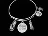 Pontoon Girl Expandable Silver Charm Bracelet Adjustable Bangle One Size Fits All Gift Life is Good Jewelry Lighthouse Flip Flop Turtle Lake Life