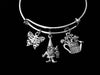Garden Gnome Gardeners Bracelet Adjustable Charm Bracelet Silver Expandable Bangle One Size Fits All Gift Butterfly Flowers Planter