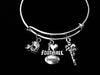 I Love Football Jewelry Expandable Silver Charm Bracelet Silver Adjustable Wire Bangle One Size Fits All Gift Trendy Sports Team Mom Gift Football Player Helmet 