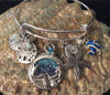 Mermaid Dream Crystal Sea Nautical Jewelry Silver Expandable Charm Bracelet Adjustable Bangle One Size Fits All Gift Sand Dollar Sea Shell Star Fish Blue Fish 