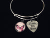 I Love You More Pink Butterfly Jewelry  Silver Expandable Charm Bracelet Adjustable Bangle One Size Fits All Gift
