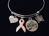 Special Sister Be Brave Pink Ribbon Hope Expandable Charm Bracelet Adjustable Silver Wire Bangle Breast Cancer Awareness Ribbon One Size Fits All Gift