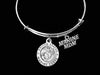 Marine Mom Jewelry Saint Christopher Protection Patron Saint of Travelers Silver Expandable Charm Bracelet Adjustable Silver Bangle One Size Fits All