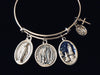 Lourdes Virgin Mary Saint Bernadette Adjustable Charm Bracelet Expandable Silver Bangle Inspirational One Size Fits All Catholic Gift Prayer Jewelry