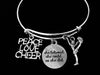 Love Peace Cheer Expandable Charm Bracelet Cheerleader Jewelry She Believed She Could Silver Adjustable Wire Bangle Gift