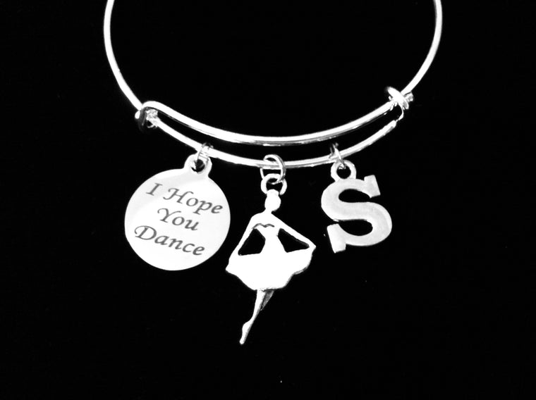 Personalized I Hope You Dance Expandable Charm Bracelet Silver Adjustable Wire Bangle Ballet Teacher Dancer Jewelry Gift