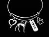 Greyhound Charm Bracelet Silver Expandable Adjustable Bangle Love Paw Print One Size Fits All Jewelry Meaningful Dog Lover Gift