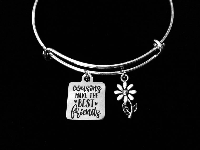 Cousin Gift Cousins Makes the Best Friends Adjustable Charm Bracelet Expandable Silver Bangle One Size Fits All Gift Daisy
