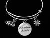 Snowmobile Expandable Charm Bracelet Adjustable Silver Bangle One Size Fits All Gift Snow Sports Adventure Awaits