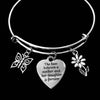 The Love Between a Mother and Daughter is Forever Expandable Charm Bracelet Silver Adjustable Bangle One Size Fits All Gift Daisy Butterfly
