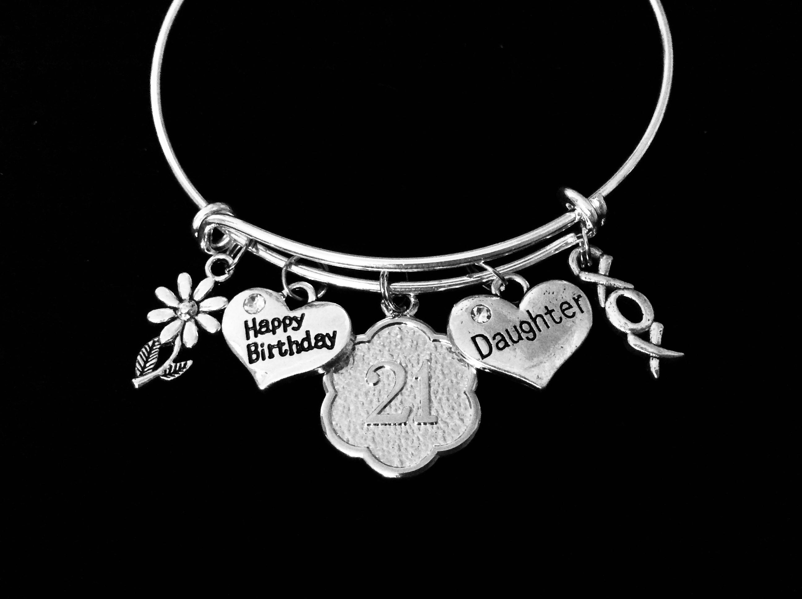 XOXO Happy 21st Birthday Daughter Expandable Charm Bracelet 21