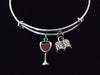 Wine and a Good Book Expandable Charm Bracelet Adjustable Bangle Birthday Gift Book Club Gift