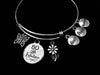 50 and Fabulous Health Peace Happiness Happy Birthday 50th Expandable Silver Charm Bracelet