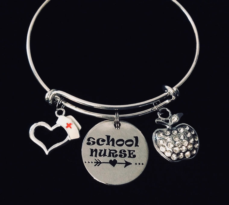 School Nurse Gift Expandable Charm Bracelet Adjustable Silver Bangle