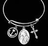 Saint Peter Expandable Charm Bracelet Silver Adjustable Wire Bangle