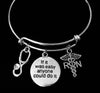 Nurse Expandable Charm Bracelet Silver Adjustable Bangle RN Registered Nurse Gift