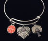 Basketball Jewelry Basketball Silver Expandable Charm Bracelet Sports Gift Adjustable Stackable Bangle