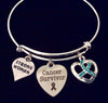 Cancer Survivor Jewelry Teal Expandable Charm Bracelet Adjustable Bangle One Size Fits All Gift