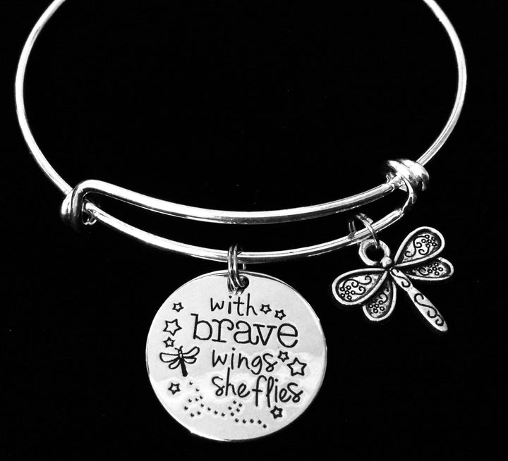 With Brave Wings She Flies Expandable Charm Bracelet Memorial Gifts for her