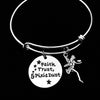 Faith Trust and Pixie Dust with Fairy Charm Expandable Silver Bracelet Adjustable Bangle Trendy Gift