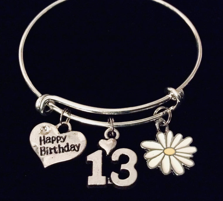 13th Birthday Happy Birthday 13 Expandable Charm Bracelet Adjustable Bangle Trendy Gift
